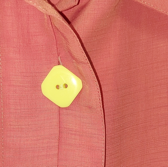 🐱 Peters and Ashley Pink Button Down Shirt Size 10 Nice Summer Blouse - Picture 4 of 5